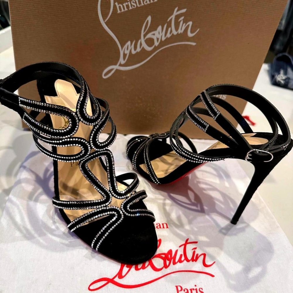 Christian Louboutin Renee Strass 100 Crystal Suede Sandals